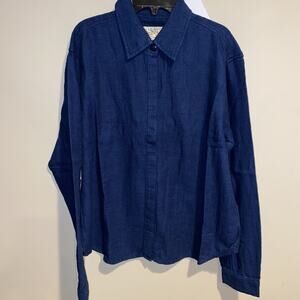 Sandrine Rose x Free People Button Up Indigo Blue Soft Denim Boxy Shirt Sz Lg